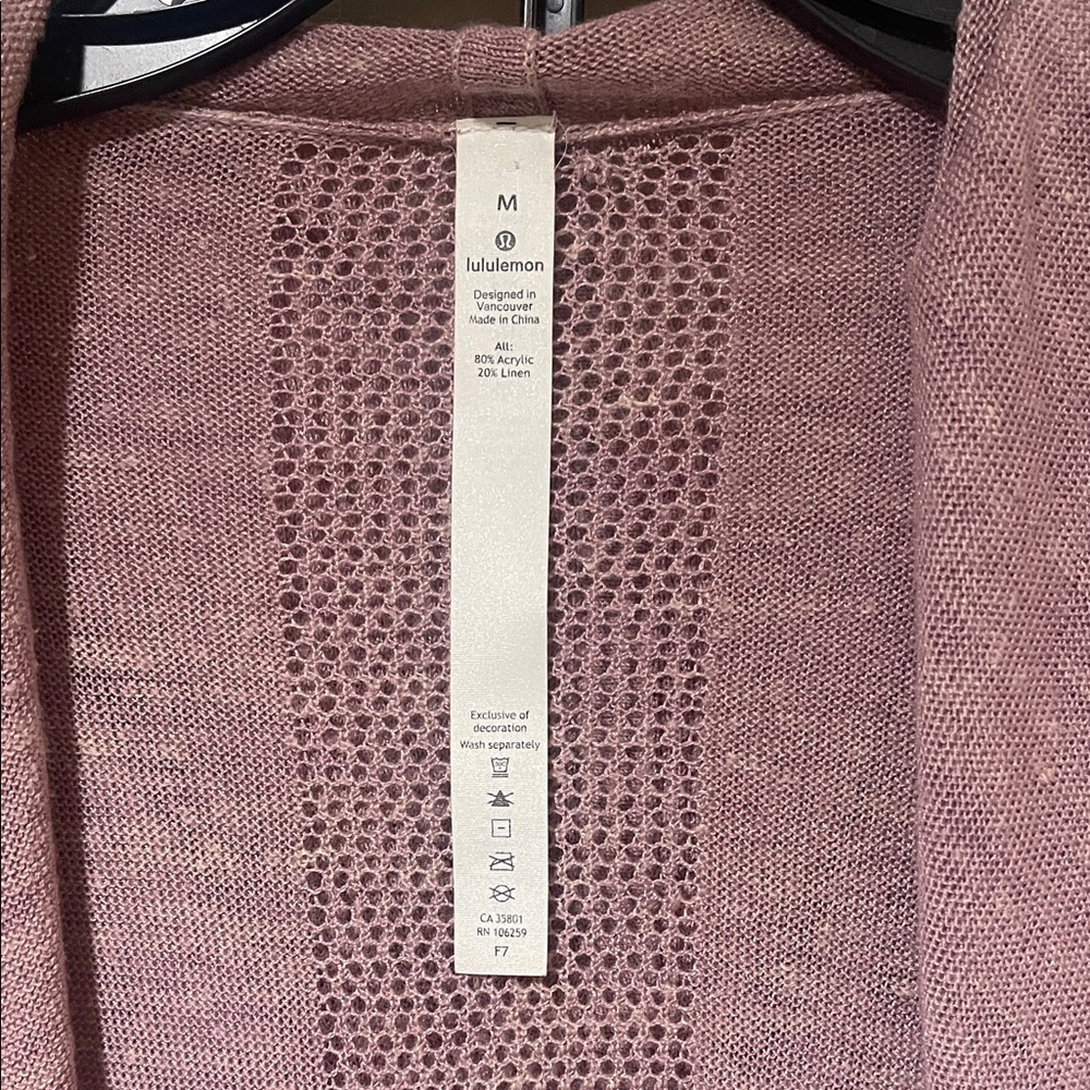 lululemon athletica Linen Blend Dusty Pink Light Hoodie Sweater Cardigan SZ M - Picture 9 of 15